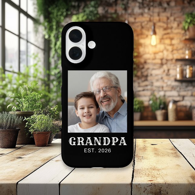 Grandpa Established Typography Photo Black Case-Mate iPhone Case (Creator Uploaded)