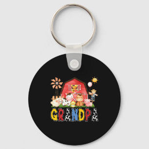 Grandpa Farm Cow Birthday Boy Matching Family Part Keychain