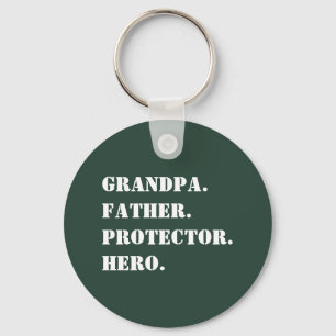 Grandpa Father Protector Hero Text Father's Day Keychain