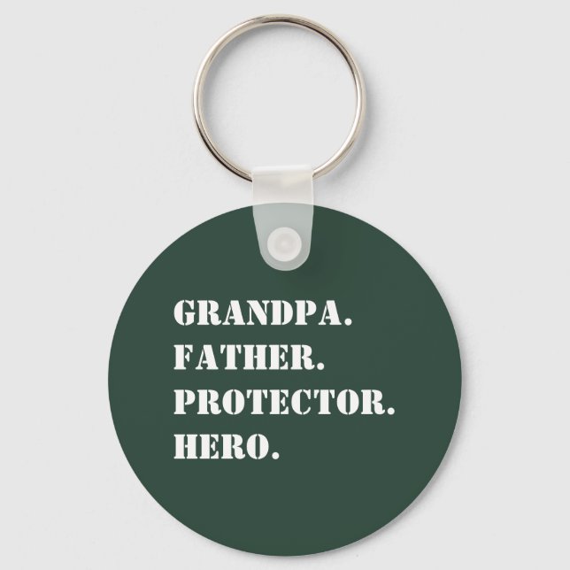 Grandpa Father Protector Hero Text Father's Day Keychain (Front)