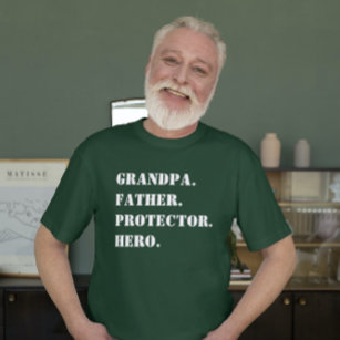 Grandpa Father Protector Hero Text Father's Day T-Shirt