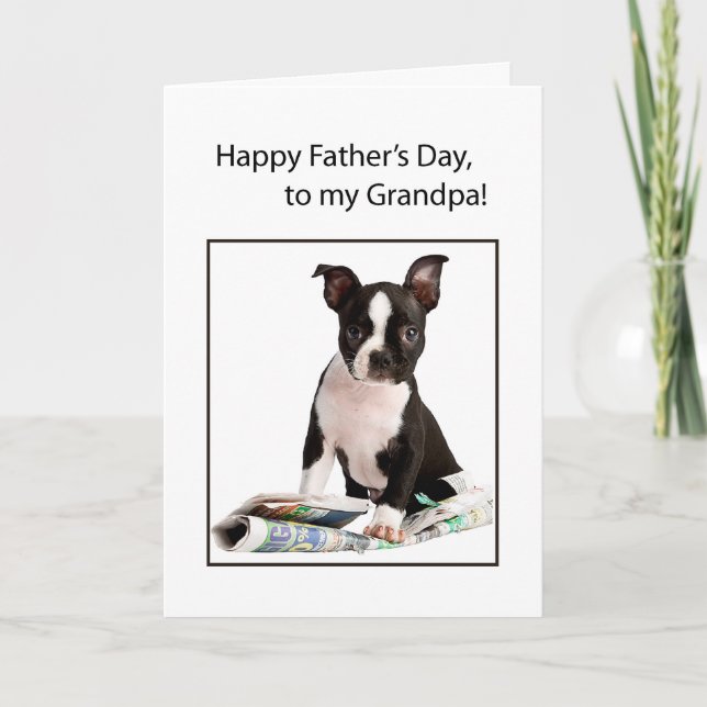 Grandpa Father's Day Funny Dog Newspaper Card (Front)