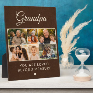 Grandpa Faux Leather 6 Family Photo  Plaque
