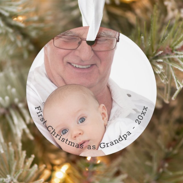 Grandpa First Christmas Personalized Photo Ornament (Tree)