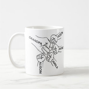 Grandpa Fist Bump Mug, Grandpa Mug With Names, Gra