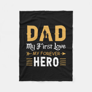 Grandpa Gift Dad My Forever Hero Fleece Blanket
