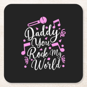 Grandpa Gift Daddy You Rock My World Square Paper Coaster