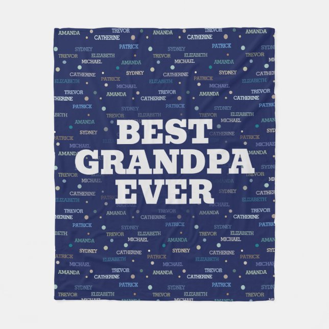 Grandpa Gift Grandchildren 5-7 Names Fleece Blanket (Front)