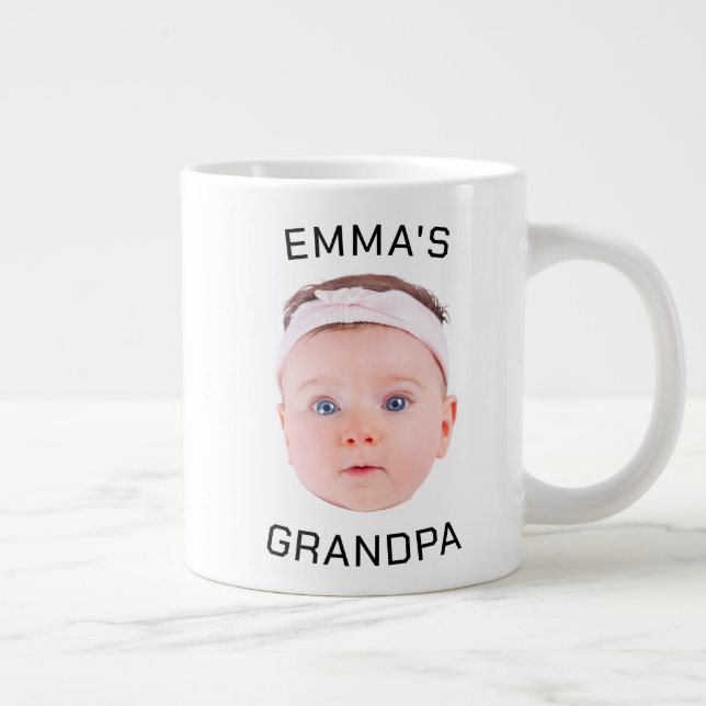 Grandpa Gift Mug, Custom Baby Face, Photo Gift Large Coffee Mug (Right)