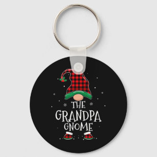 Grandpa Gnome Xmas Family Matching Plaid Christmas Keychain