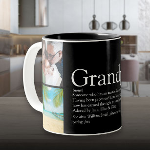 Grandpa Grandad Papa Definition 4 Photo Black Two-Tone Coffee Mug