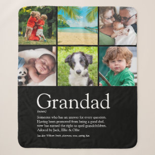 Grandpa Grandad Papa Definition 6 Photo Black Sherpa Blanket