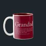 Grandpa Grandad Papa Definition Fun Burgundy Two-Tone Coffee Mug<br><div class="desc">Personalise for your special grandpa,  grandad,  grandfather,  papa or pops to create a unique gift for Farther's day,  birthdays,  Christmas or any day you want to show how much he means to you. A perfect way to show him how amazing he is every day. Designed by Thisisnotme©</div>