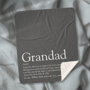 Grandpa Grandad Papa Definition Modern Fun Grey Sherpa Blanket