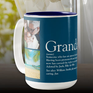 Grandpa Grandad Papa Definition Photo Collage Two-Tone Coffee Mug