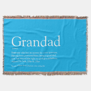 Grandpa Grandad Papa Definition Sky Blue Throw Blanket
