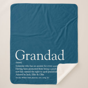 Grandpa Grandad Papa Modern Blue Fun Quote Sherpa Blanket