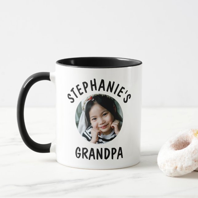 Grandpa Grandchild  Trendy Personalized Photo Mug (With Donut)