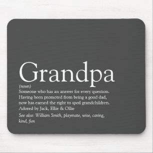 Grandpa Grandfather Grandad Papa Definition Grey Mouse Pad