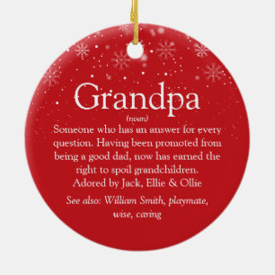 Grandpa Grandfather Papa Definition Christmas Ceramic Ornament