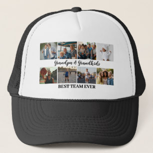 Grandpa & Grandkids Best Team Ever Custom 8 Photos Trucker Hat