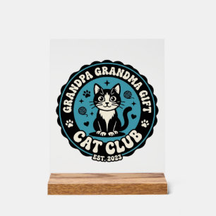Grandpa Grandma Cat Gift Pet Lover Shirt Art - Gra Acrylic Sign