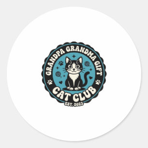 Grandpa Grandma Cat Gift Pet Lover Shirt Art - Gra Classic Round Sticker