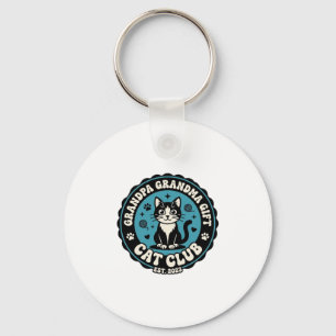 Grandpa Grandma Cat Gift Pet Lover Shirt Art - Gra Keychain