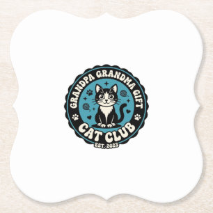 Grandpa Grandma Cat Gift Pet Lover Shirt Art - Gra Paper Coaster