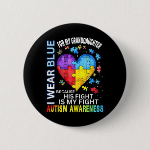 Grandpa Grandma I Wear Blue For My Granddaughter A 2 Inch Round Button