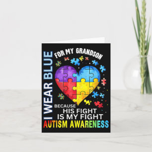 Grandpa Grandma I Wear Blue For My Grandson Autism Card