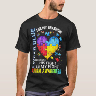 Grandpa Grandma I Wear Blue For My Grandson Autism T-Shirt