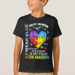 Grandpa Grandma I Wear Blue For My Grandson Autism T-Shirt