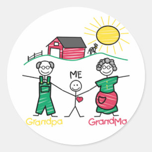 Grandpa Grandma & Me Classic Round Sticker