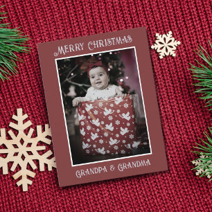Grandpa & Grandma Merry Christmas Photo Postcard