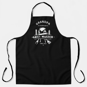 Grandpa   Grill Master Black & White Chef Apron