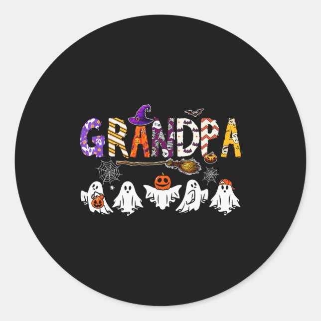 Grandpa Halloween Boo Ghost Horror Costume Funny P Classic Round Sticker (Front)