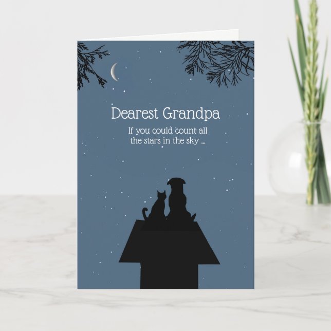 Grandpa Happy Birthday with Cute Dog and Cat Card (Front)