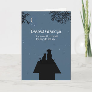 Grandpa Happy Birthday with Cute Dog and Cat Card