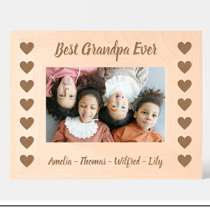 Grandpa Heart Pattern Custom wooden photo frame