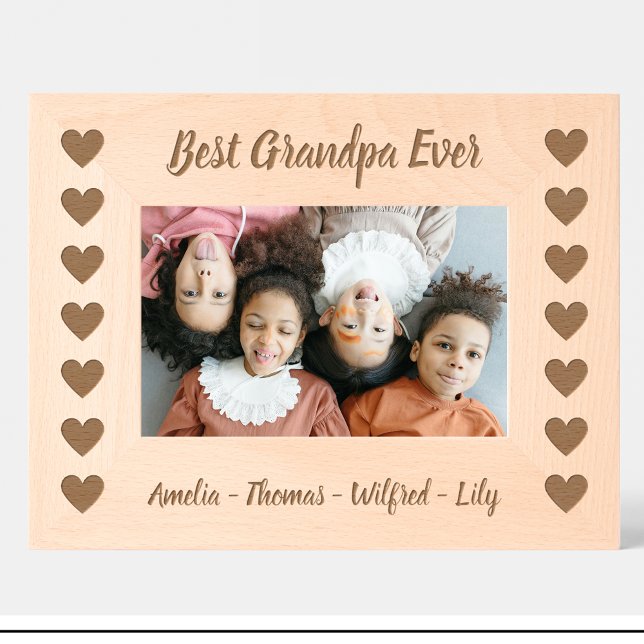 Grandpa Heart Pattern Custom wooden photo frame (Creator Uploaded)