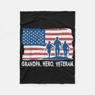 Grandpa Hero Veteran  Fleece Blanket