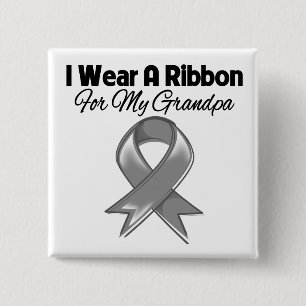 Grandpa - I Wear A Grey Ribbon 2 Inch Square Button