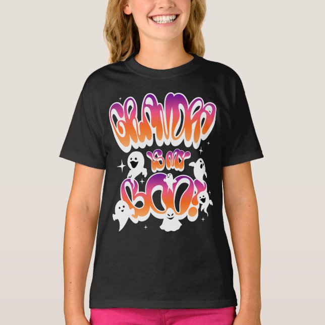 Grandpa Is My Boo Kids Halloween Cute Ghosts T-Shirt (Front)