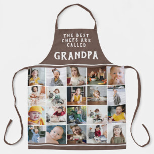 Grandpa Is the Best Chef Brown Photo Collage Apron