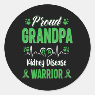 Grandpa Kidney Disease Warrior Awareness Ribbon Gr Classic Round Sticker