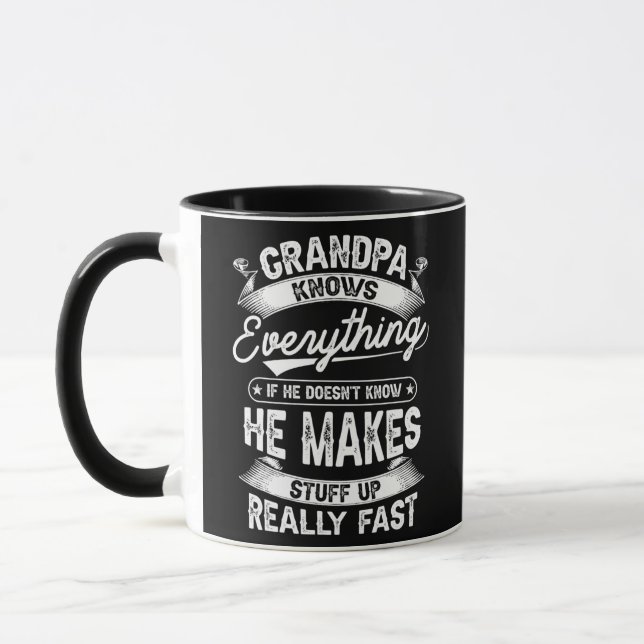 Grandpa Knows Everything Funny Gift For Father's Mug (Left)