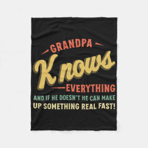 Grandpa Knows Everything Shirt Humourous Father's Fleece Blanket