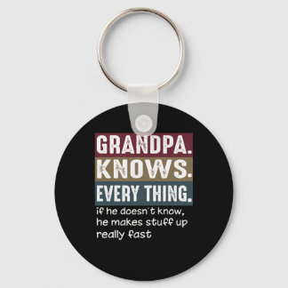 Grandpa Knows Everything Vintage Grumpy Quotes Keychain