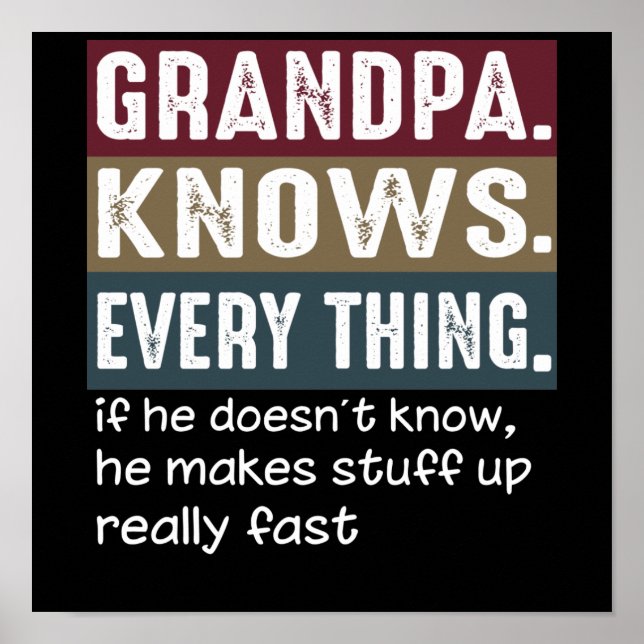 Grandpa Knows Everything Vintage Grumpy Quotes Poster (Front)